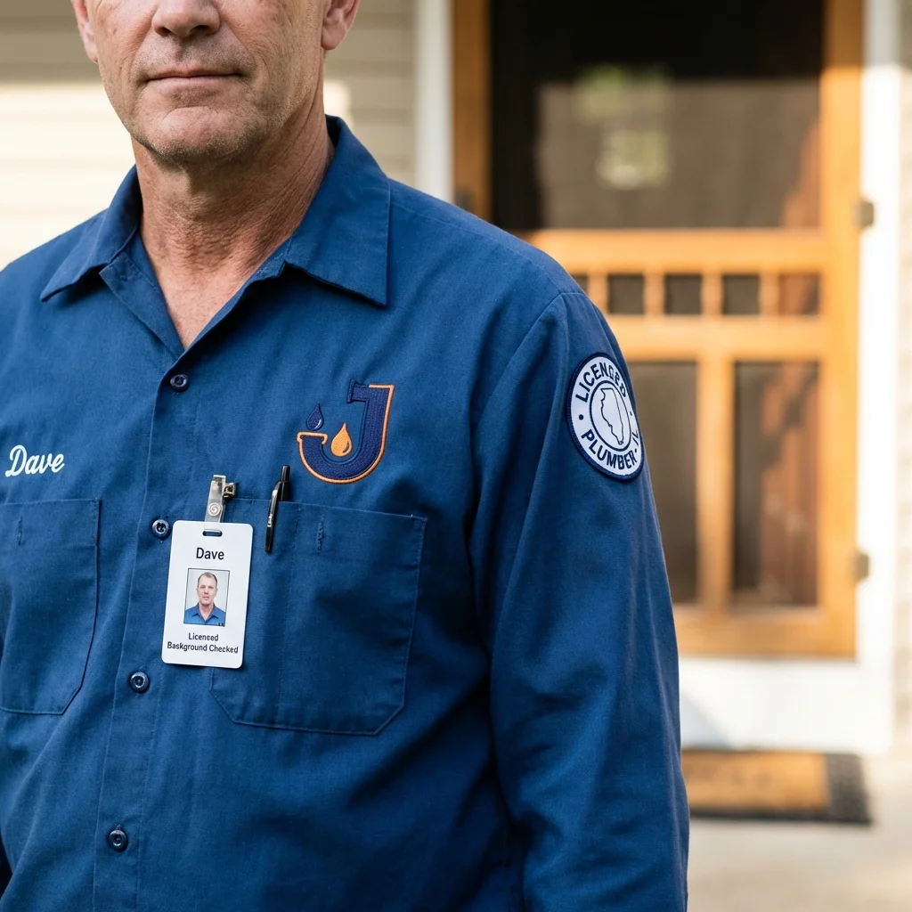 Licensed plumber showing ID badge in Blowing Rock, NC
