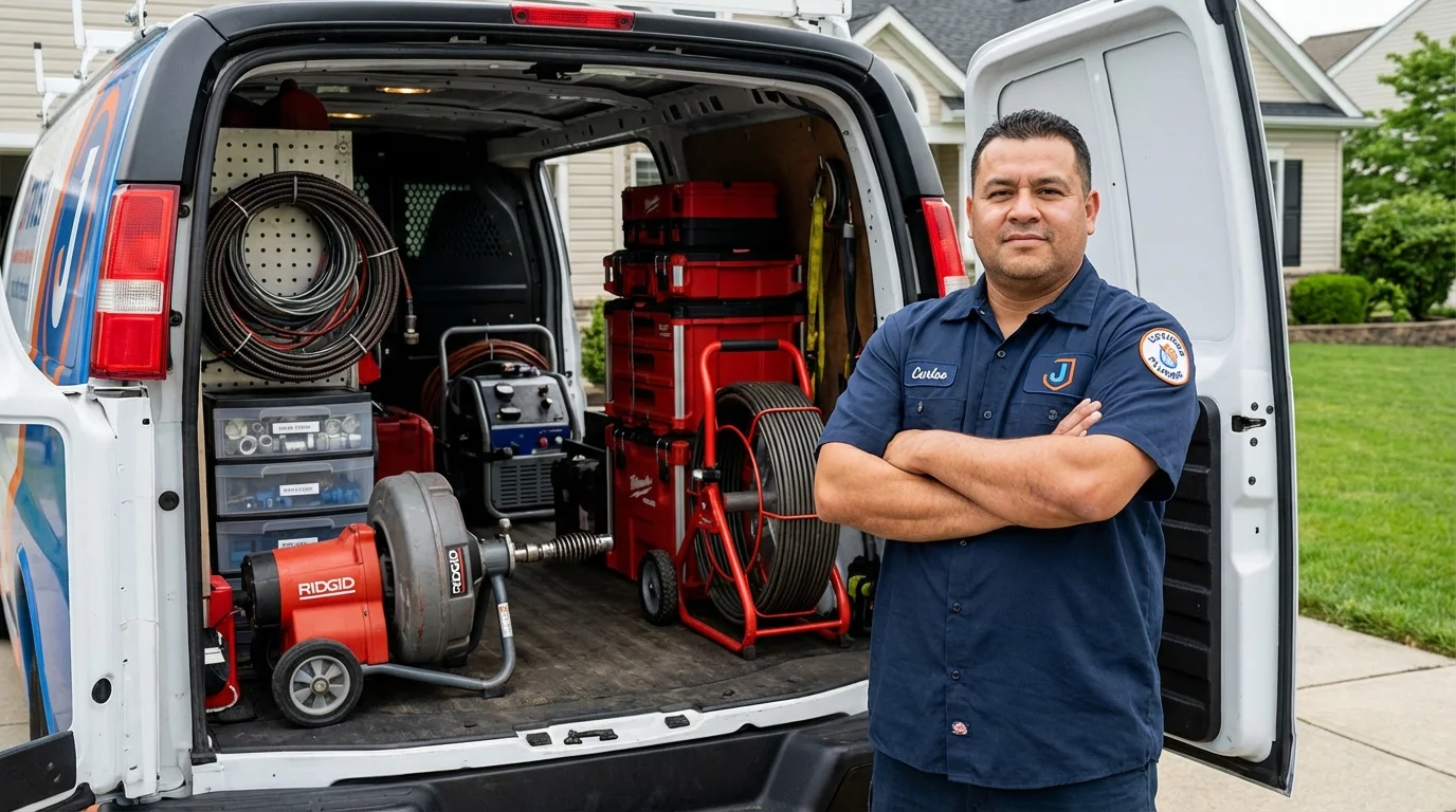 Professional drain cleaning equipment and Johns Plumbing LLC plumber in Blowing Rock