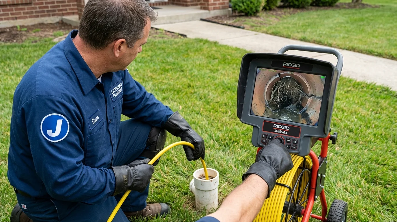 Sewer camera inspection being performed by Johns Plumbing LLC in Blowing Rock